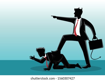 Vector Illustration Of Oppression To Fellow Businessman