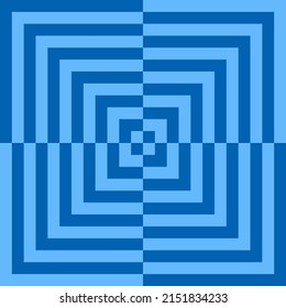 Vector illustration of optical illusion background, Blue square abstract background.