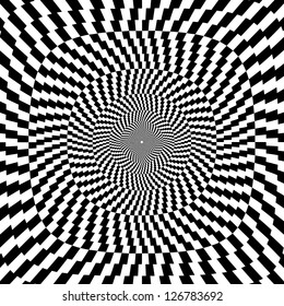 Vector illustration of optical illusion black and white  background