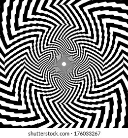 Vector illustration of optical illusion black and white hypnotic chess background