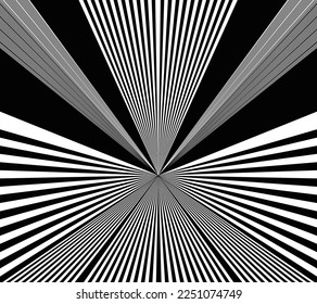Ilusión vectorial de la ilusión óptica. Fondo hipnótico blanco y negro.