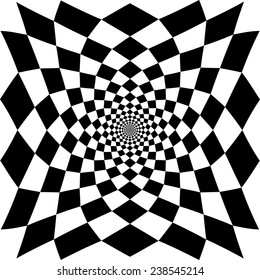 Vector illustration of optical illusion black and white chess background