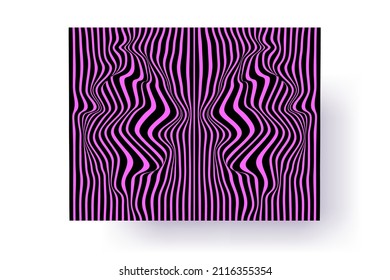 Vector illustration optical illusion butterfly wings. Abstract vertical stripes, surreal pattern. Wave. Trend color.  For wall decor. 