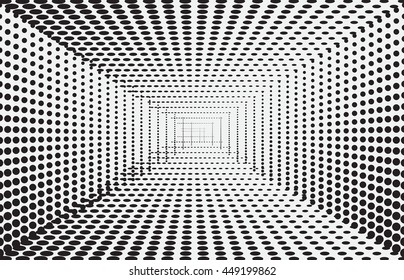 Vector illustration of optical illusion  halftone dots background