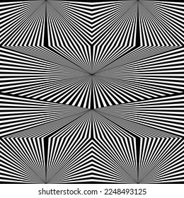 Vector illustration of optical illusion tunnel. Black and White Hypnotic Background. Design of a seamless monochrome illusion checkered pattern.  