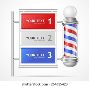 Vector illustration, option banner barber shop pole, number options.