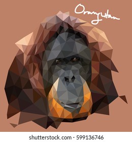 A vector illustration of Orang Utan Illustration in Mosaic Style