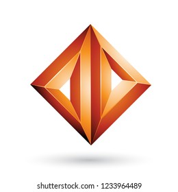 Vector Illustration of Orange 3d Geometrical Embossed Triangle Diamond Shape isolated on a White Background