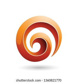 Ilustración vectorial de la forma naranja 3d brillante de giro aislada en un fondo blanco