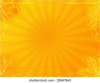 Vector illustration - orange abstract background made of floral elements and gradients