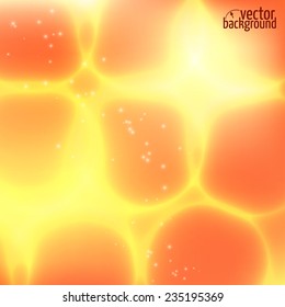 Vector illustration. Orange abstract background with bid glow.