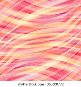 Vector illustration of orange abstract background with blurred light curved lines. Vector geometric illustration.