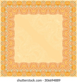 Vector illustration. Orange abstract design square frame