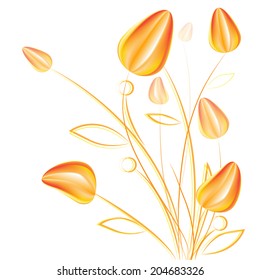 Vector illustration: orange abstract flowers