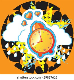 Vector illustration with orange alarm clock