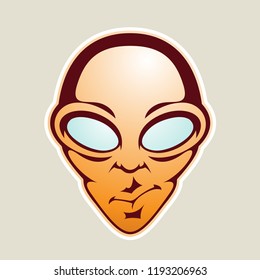 Vector Illustration of Orange Alien Head Cartoon Icon isolated on a White Background