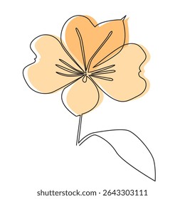 Ilustração vetorial de flor de alstroemeria laranja em estilo de linha contínua. Simples desenho floral mínimo com tons quentes para design contemporâneo ou decoração.