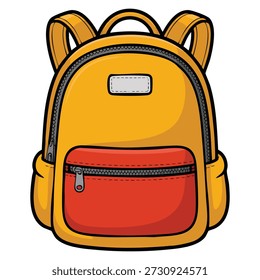 Ilustração vetorial de ícone de mochila laranja adequado para caminhadas, camping, bolsa de viagem, turismo, equipamento, etiquetas, mídia social e design plano, arte final