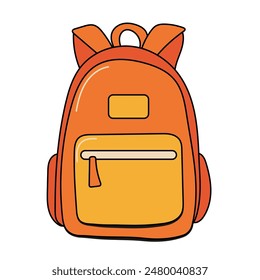 Vector illustration of orange backpack for school 