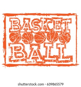 Vector illustration orange basketball with basketball balls on grunge frame