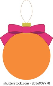 Vector illustration of orange bauble with pink ribbon