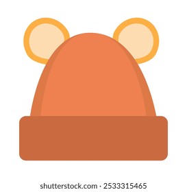 Ilustração vetorial de um gorro laranja com orelhas de urso bonitos, adicionando um toque divertido a qualquer design com tema de inverno, perfeito para a moda infantil.