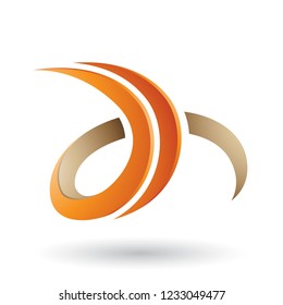 Vector Illustration of Orange and Beige 3d Curly Letter D and H isolated on a White Background