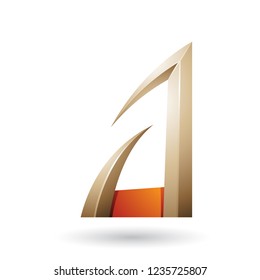 Vector Illustration of Orange and Beige Arrow Shaped Letter A isolated on a White Background