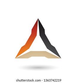 Vector Illustration of Orange Beige and Black Spiked Triangle isolated on a white background