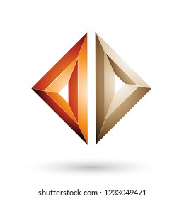 Vector Illustration of Orange and Beige Frame Like Embossed Diamond Shape isolated on a White Background