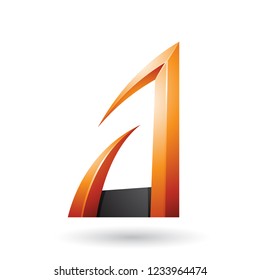 Vector Illustration of Orange and Black Arrow Shaped Letter A isolated on a White Background