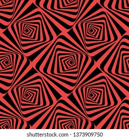 Vector illustration of orange and black blended polygons in checkered geometric layout. Seamless repeat pattern for gift wrap, textile, fabric, scrapbooking and fashion.