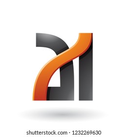 Vector Illustration of Orange and Black Bold Dual Letters A and I isolated on a White Background