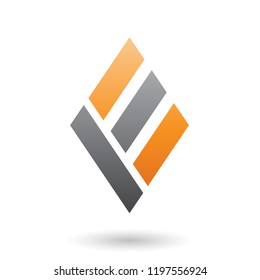 Vector Illustration of Orange and Black Diamond Shaped Letter E isolated on a White Background