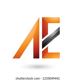 Vector Illustration of Orange and Black Geometrical Dual Letters of A and E isolated on a White Background