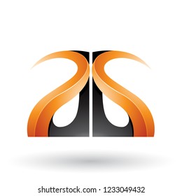 Vector Illustration of Orange and Black Glossy Curvy Embossed Letters A and G isolated on a White Background