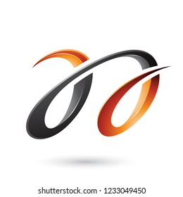 Vector Illustration of Orange and Black Glossy Dual Letters A isolated on a White Background