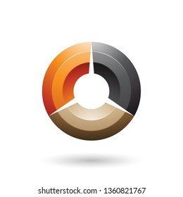Vector Illustration of Orange and Black Glossy Shaded Circle isolated on a white background