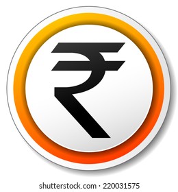 Vector illustration of orange and black icon for rupee