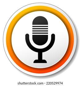 Vector illustration of orange and black icon for microphone