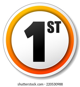 Vector illustration of orange and black icon for first