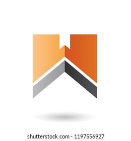 Vector Illustration of Orange and Black Letter W with a Thick Stripe isolated on a White Background