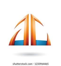 Vector Illustration of Orange and Blue Arrow Shaped A and C Letters isolated on a White Background