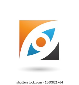 Vector Illustration of Orange Blue and Black Eye Shaped Square isolated on a white background