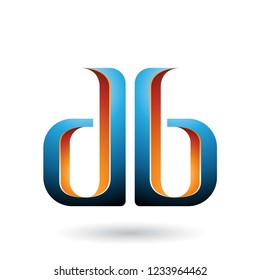 Vector Illustration of Orange and Blue Double Sided D and B Letters isolated on a White Background
