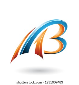 Vector Illustration of Orange and Blue Flying Dynamic 3d Letters A and B isolated on a White Background