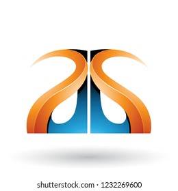 Ilustración vectorial de las letras A y G con relieve de color naranja y azul brillante aisladas en un fondo blanco