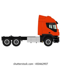 Vector illustration of orange cargo truck. T Delivery transport