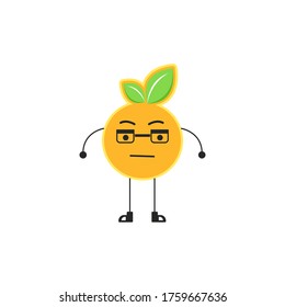 vector illustration of an orange cartoon being angry and serious