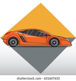 Vector illustration of the orange cartoon car